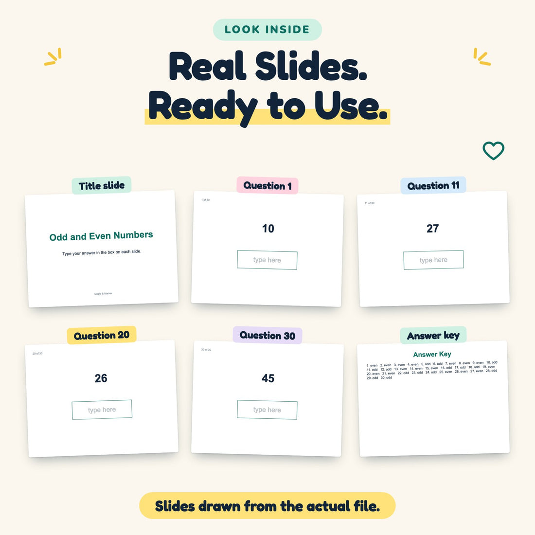 Odd and Even Numbers digital deck: look inside