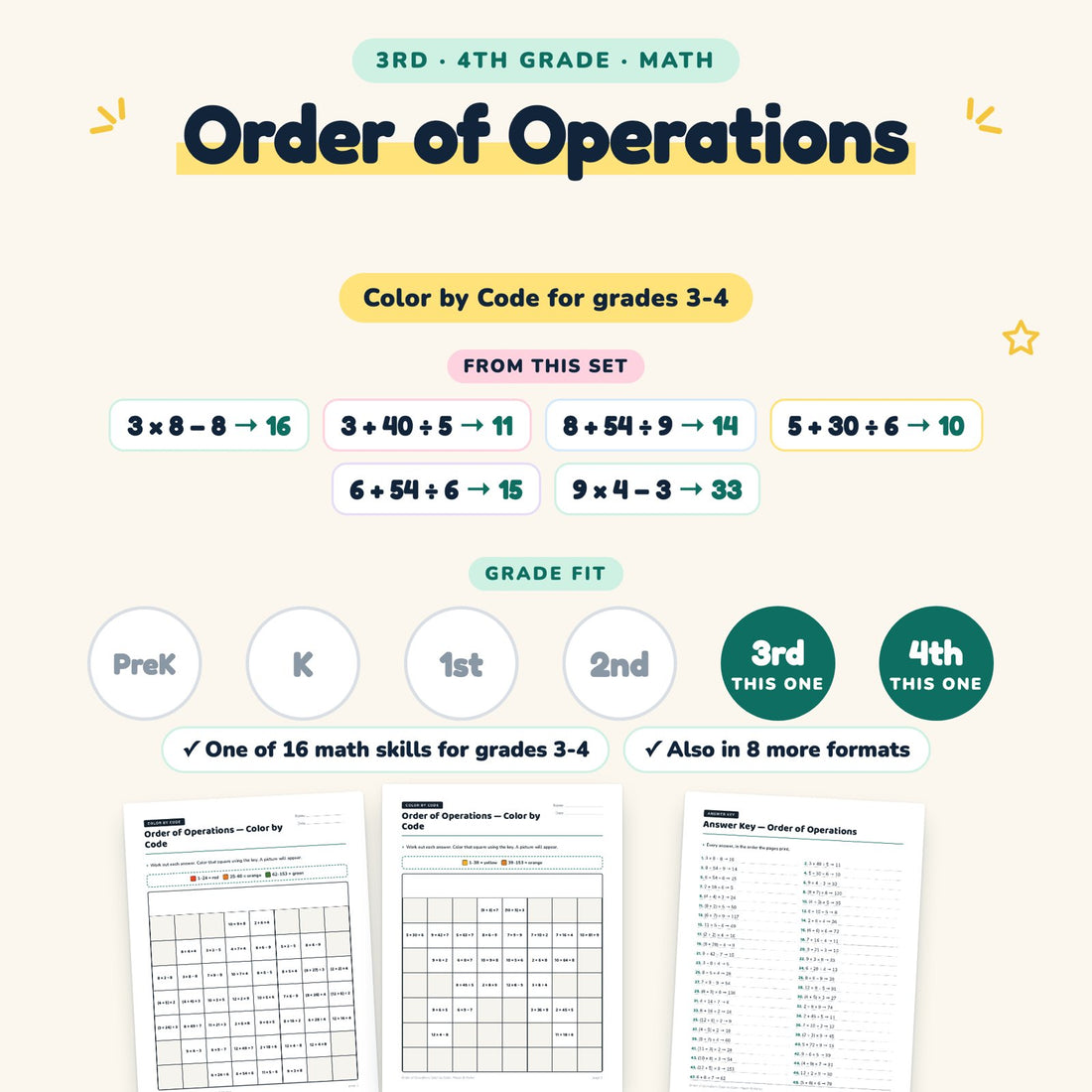Order of Operations: skill and grade fit