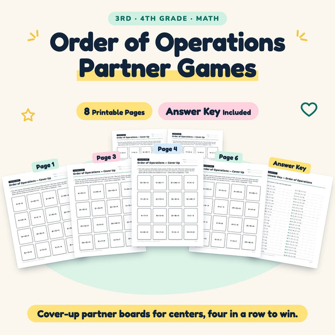 8 Order of Operations Partner Games — cover