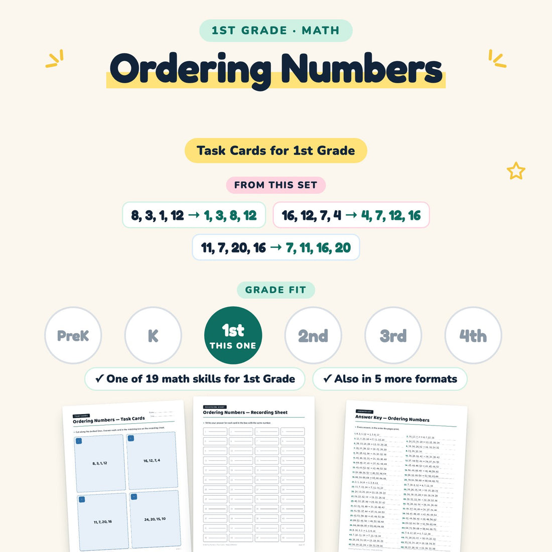Ordering Numbers: skill and grade fit