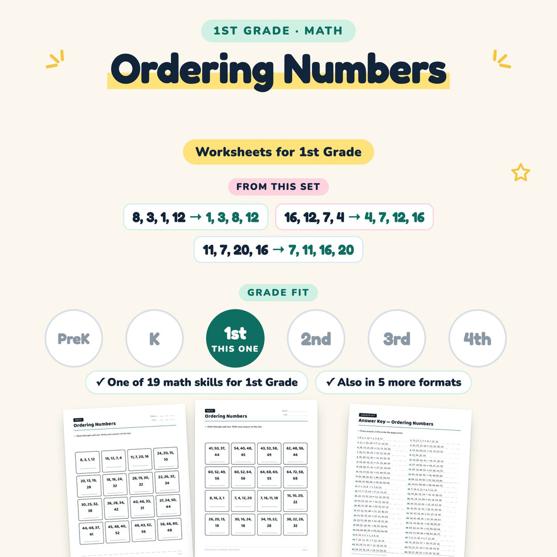 Ordering Numbers: skill and grade fit