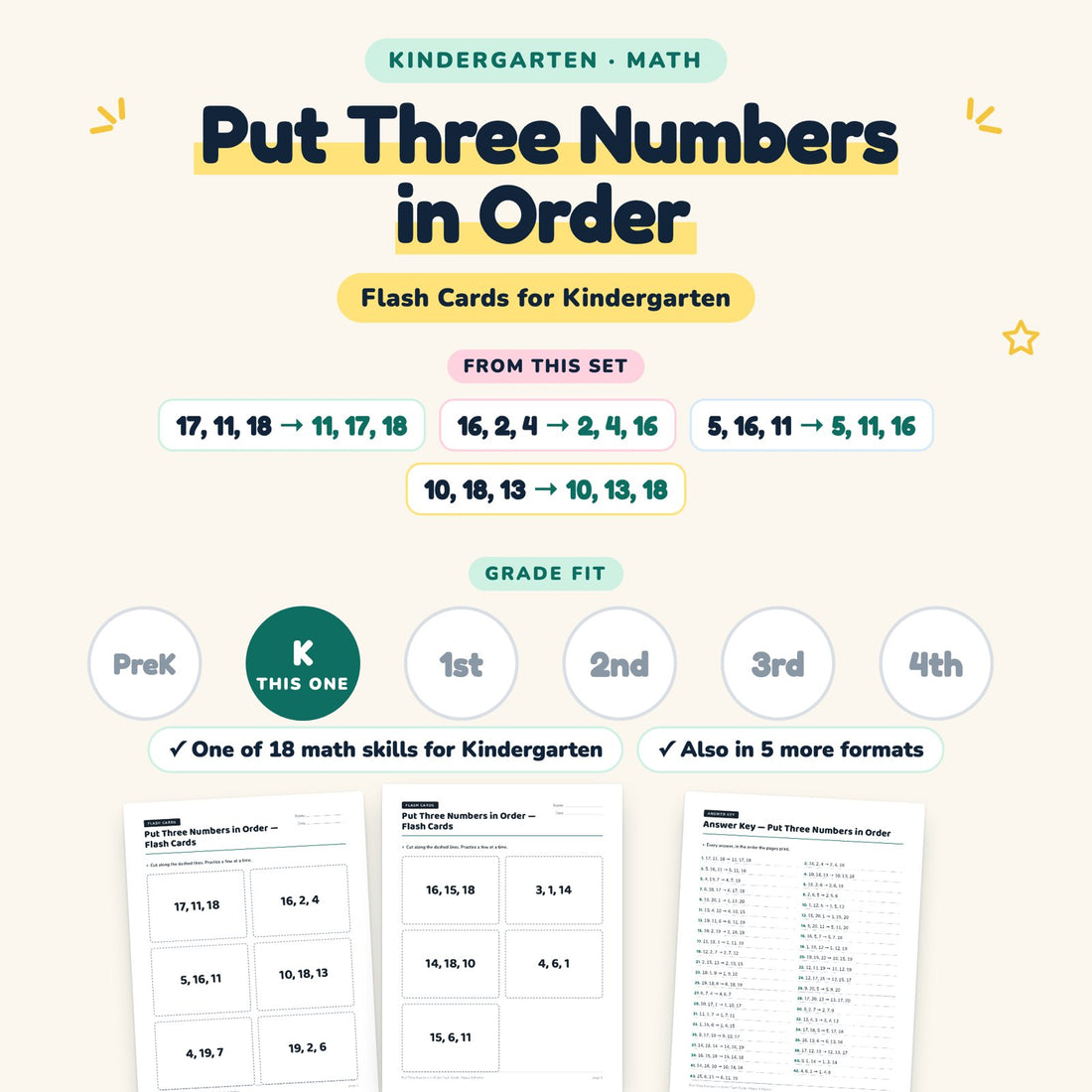 Put Three Numbers in Order: skill and grade fit