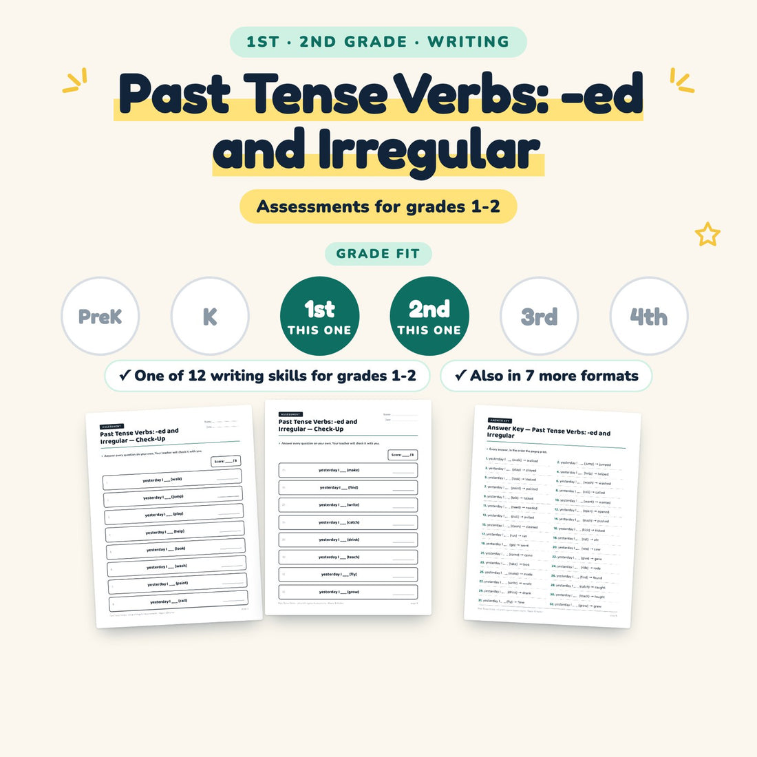 Past Tense Verbs: -ed and Irregular: skill and grade fit
