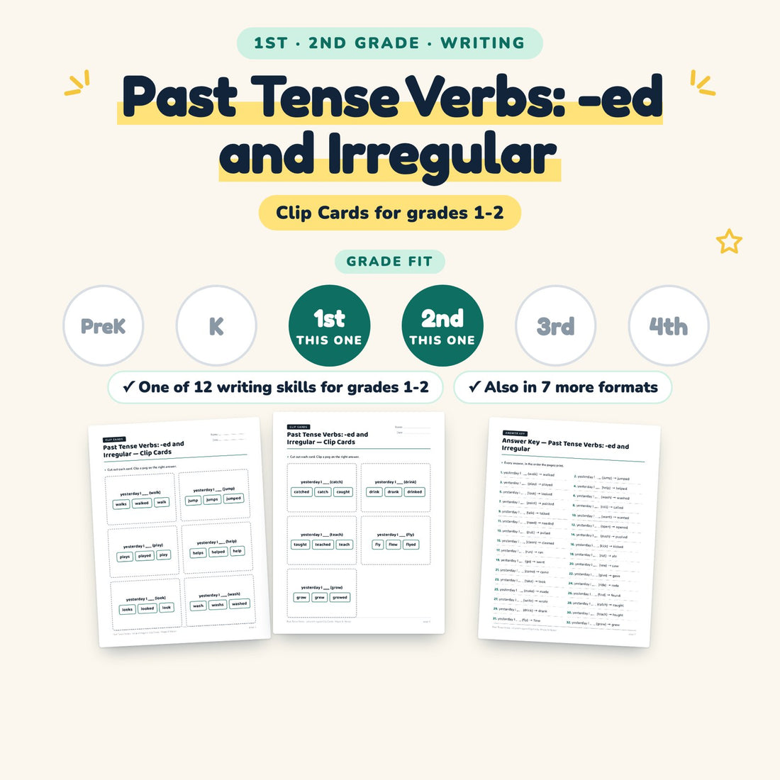Past Tense Verbs: -ed and Irregular: skill and grade fit