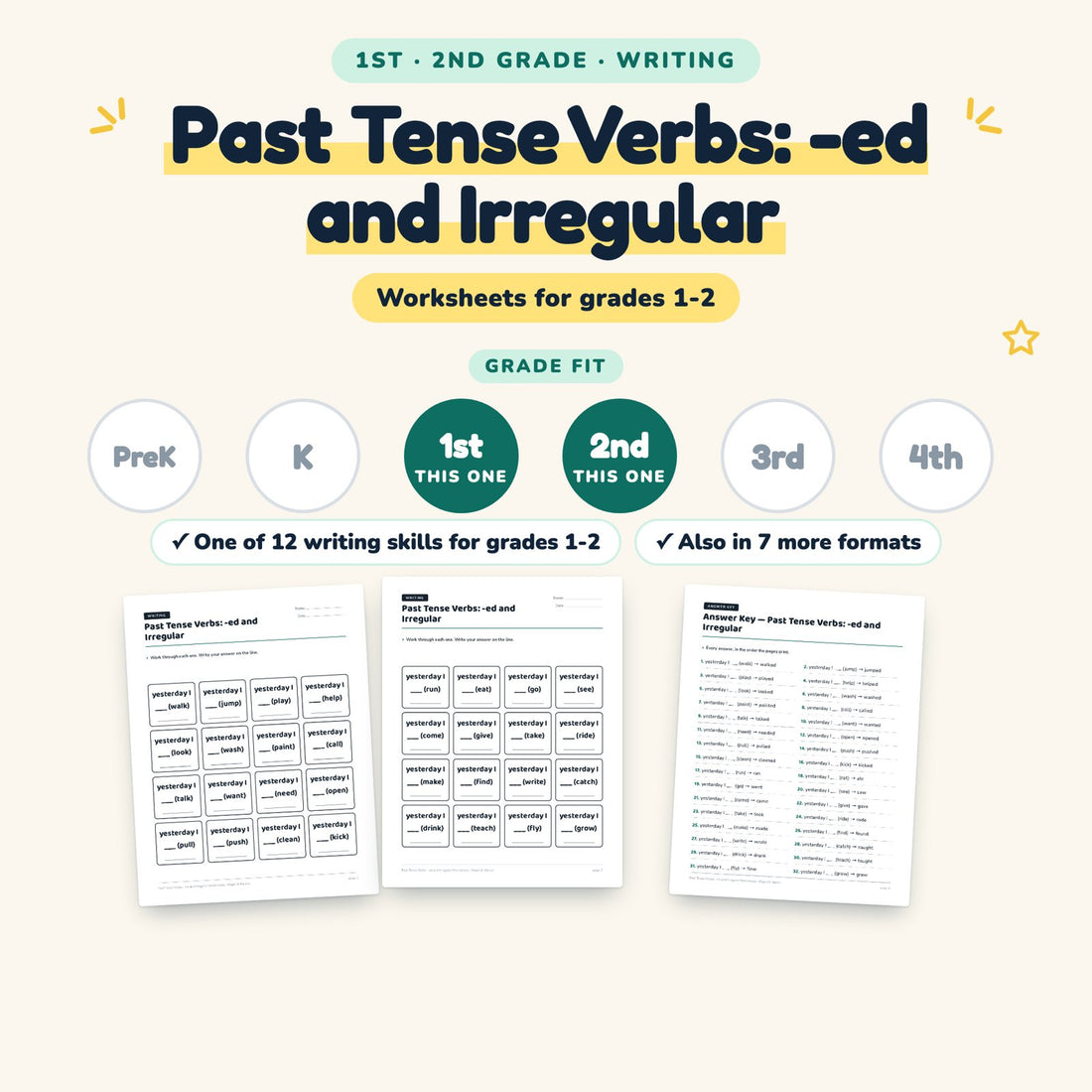 Past Tense Verbs: -ed and Irregular: skill and grade fit