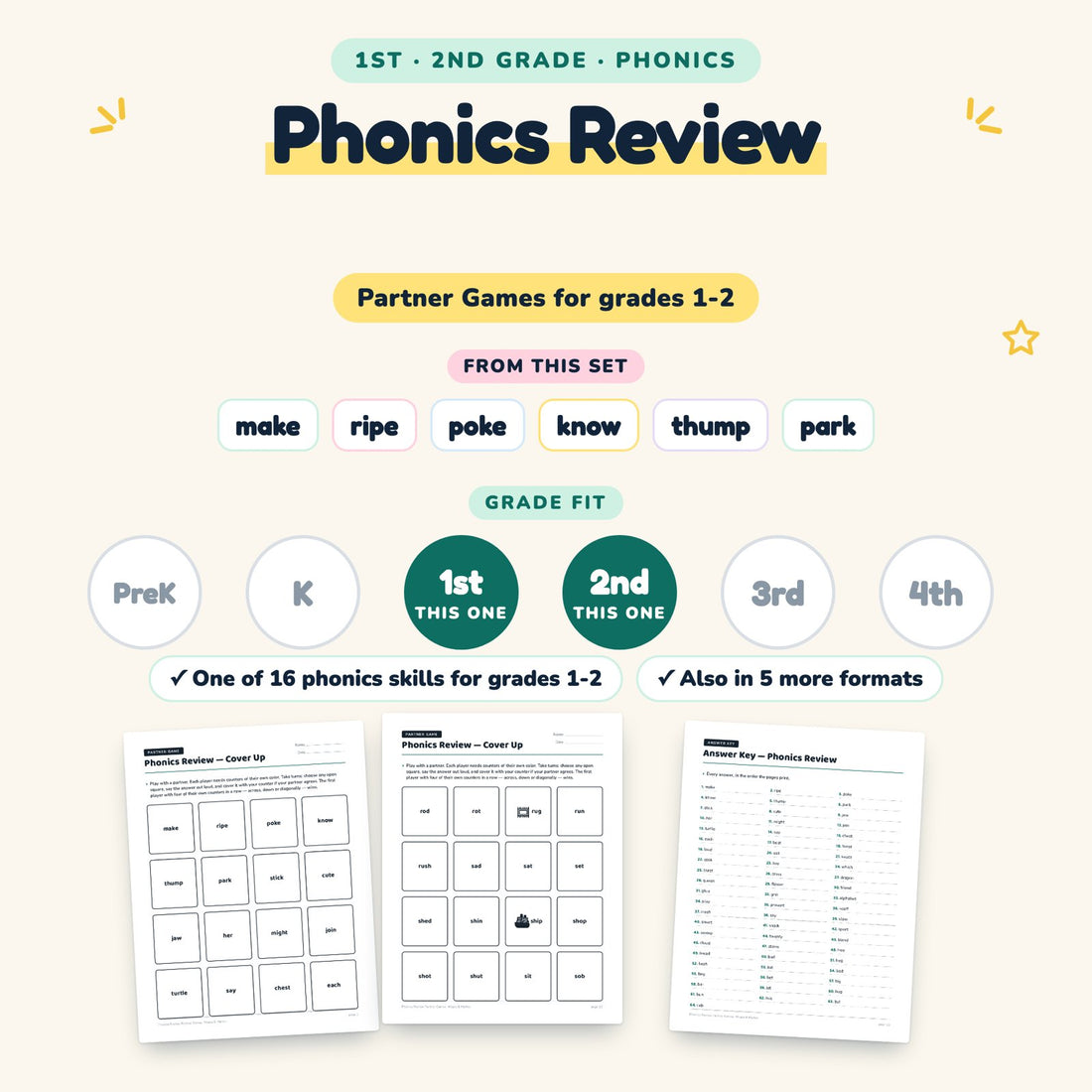 Phonics Review: skill and grade fit