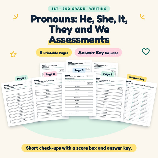 Pronouns Assessments | 1st–2nd Grade Grammar (4 Pages) — cover
