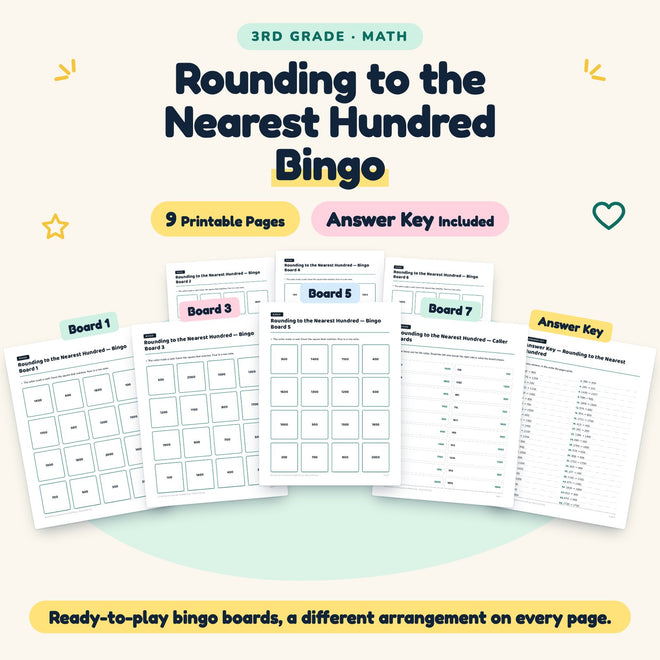 9 Rounding to the Nearest Hundred Bingo — cover