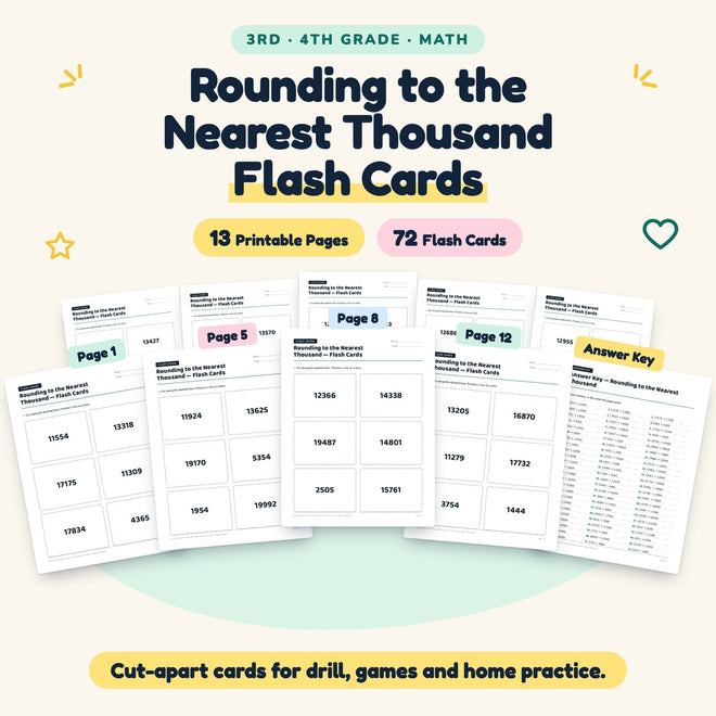 Rounding to the Nearest Thousand Flash Cards | 3rd–4th Grade — cover