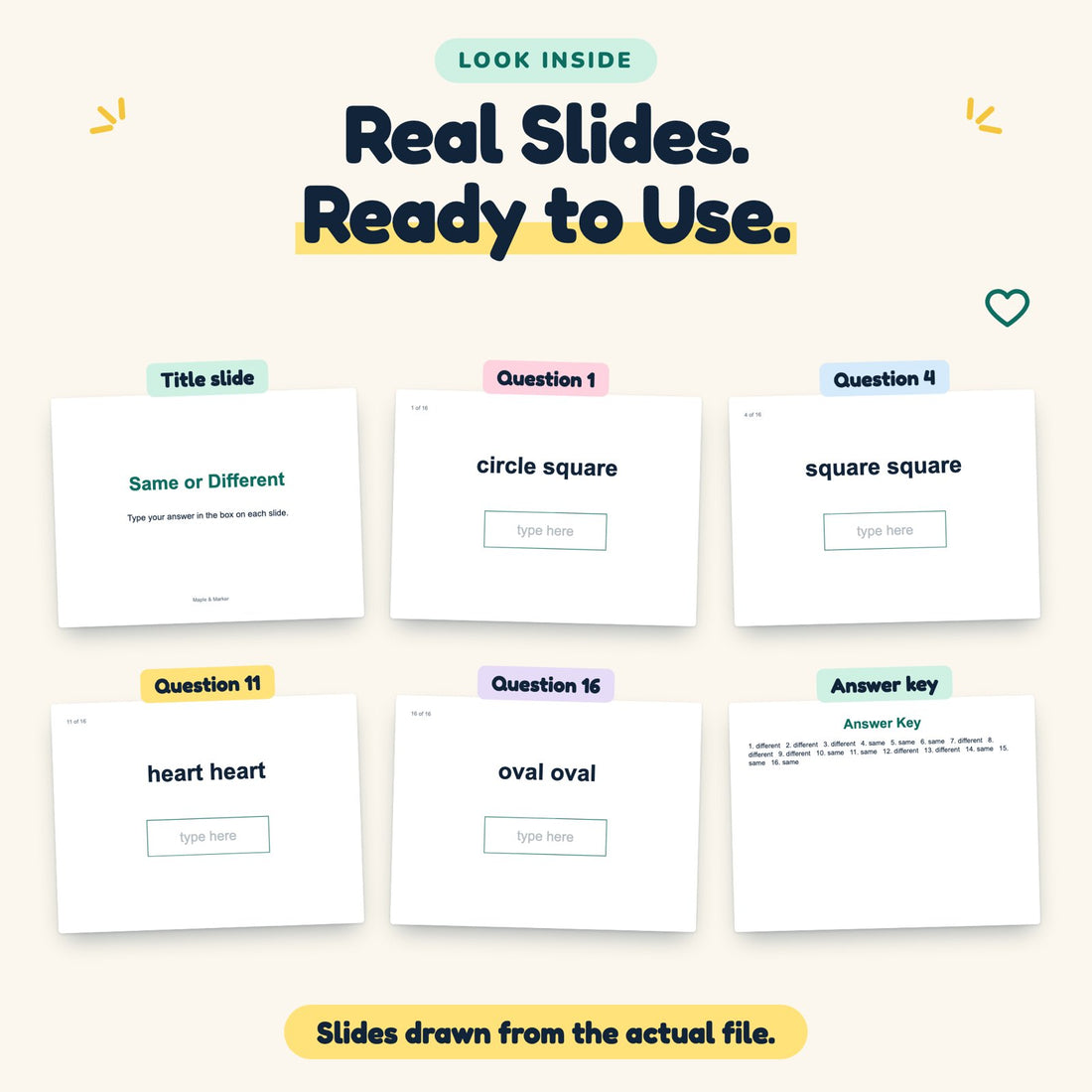 Same or Different digital deck: look inside