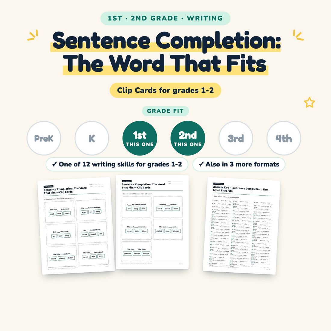 Sentence Completion: The Word That Fits: skill and grade fit