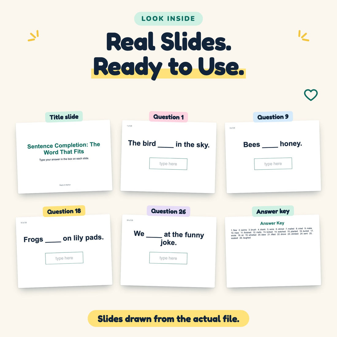 Sentence Completion: The Word That Fits digital deck: look inside