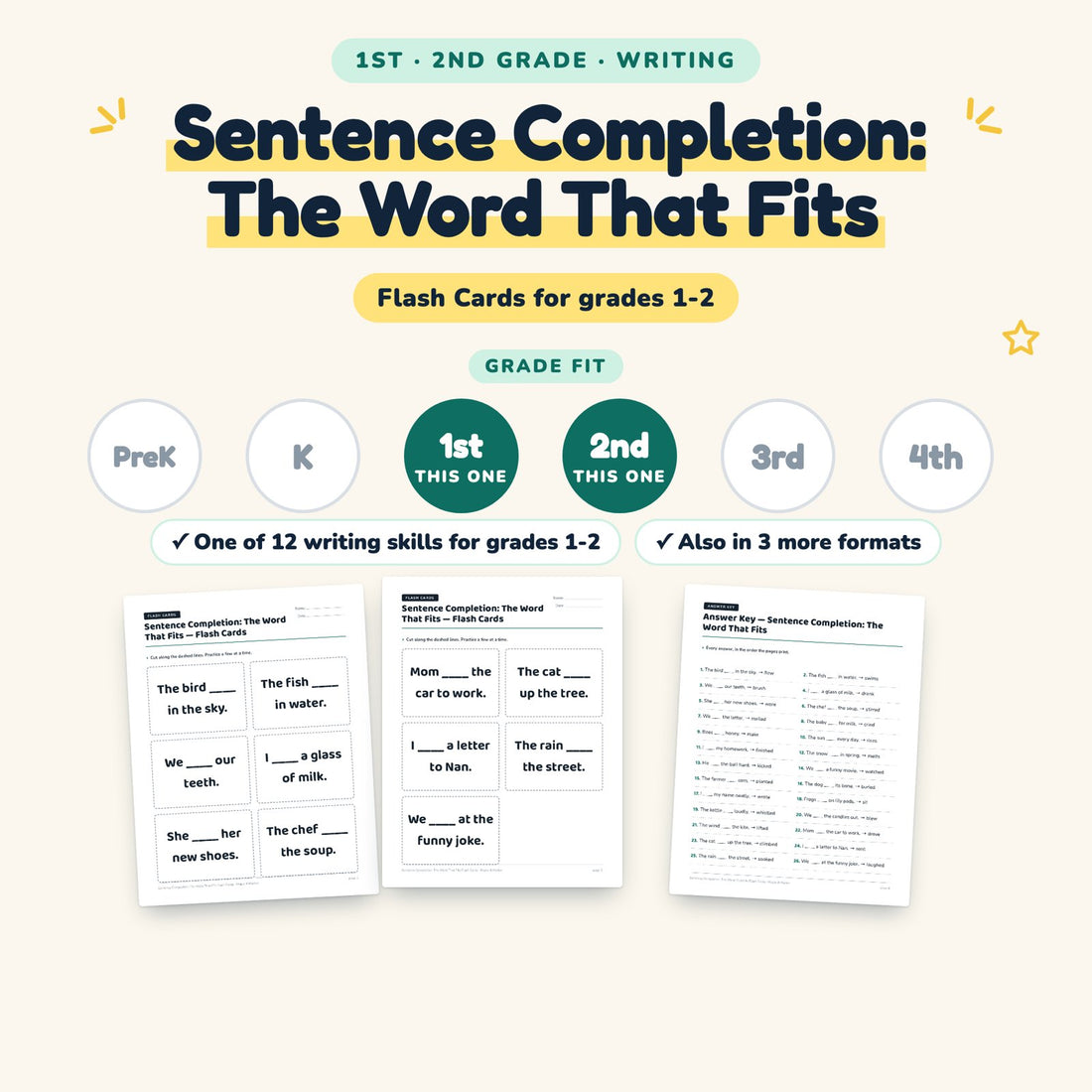 Sentence Completion: The Word That Fits: skill and grade fit