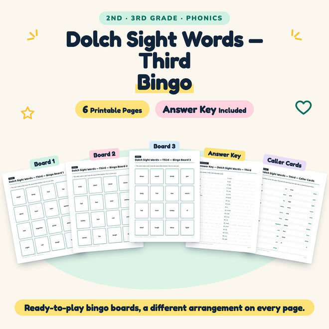 Dolch Third Grade Sight Words Bingo | 2nd–3rd Grade Phonics — cover