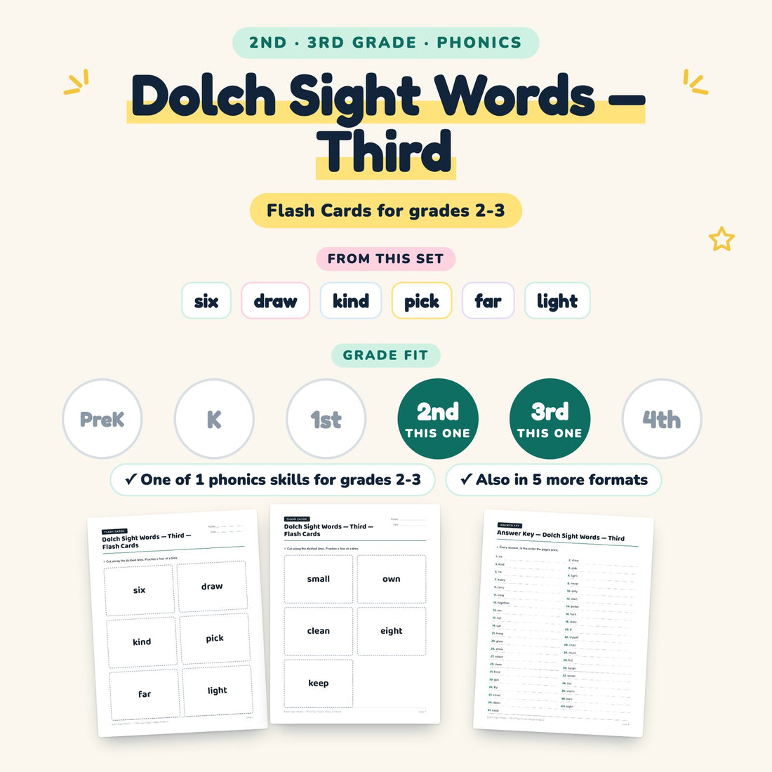 Dolch Sight Words — Third: skill and grade fit