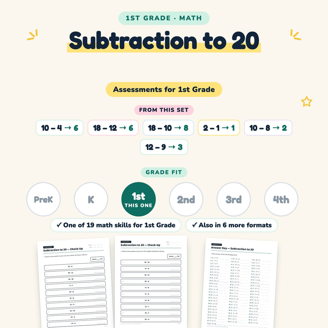 Subtraction to 20: skill and grade fit