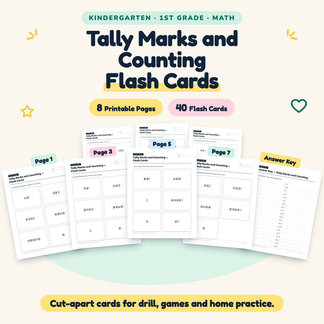 40 Tally Marks and Counting Flash Cards — cover