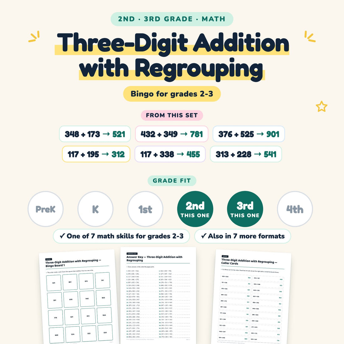 Three-Digit Addition with Regrouping: skill and grade fit