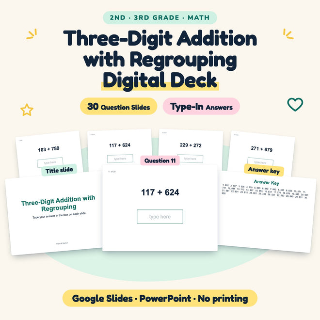 Three-Digit Addition with Regrouping Digital | 2nd–3rd Grade — cover