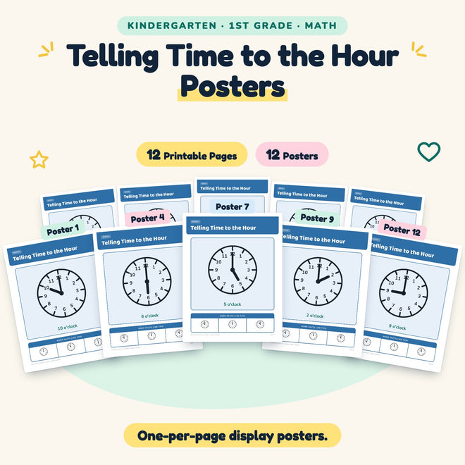12 Telling Time to the Hour Posters — cover