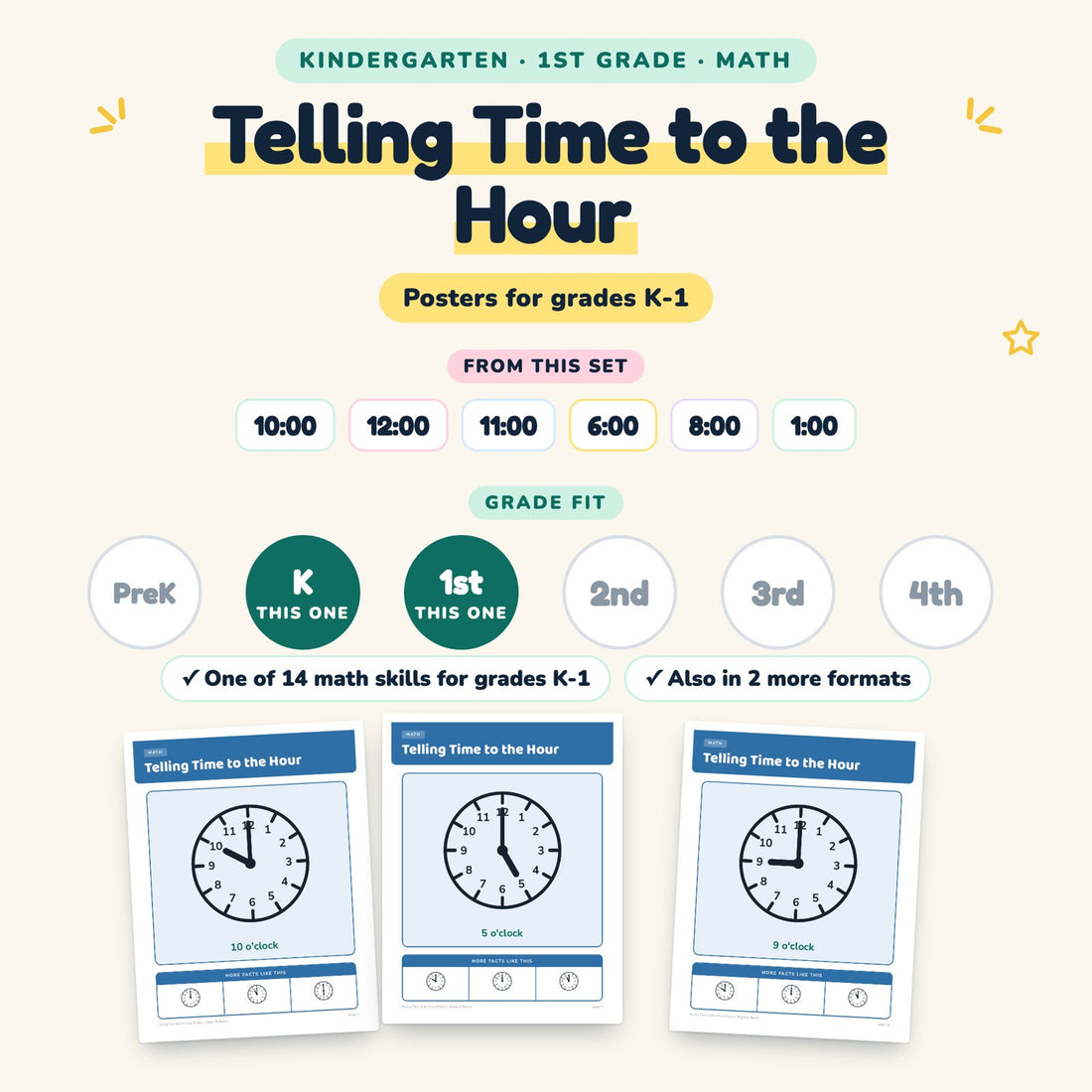 Telling Time to the Hour: skill and grade fit