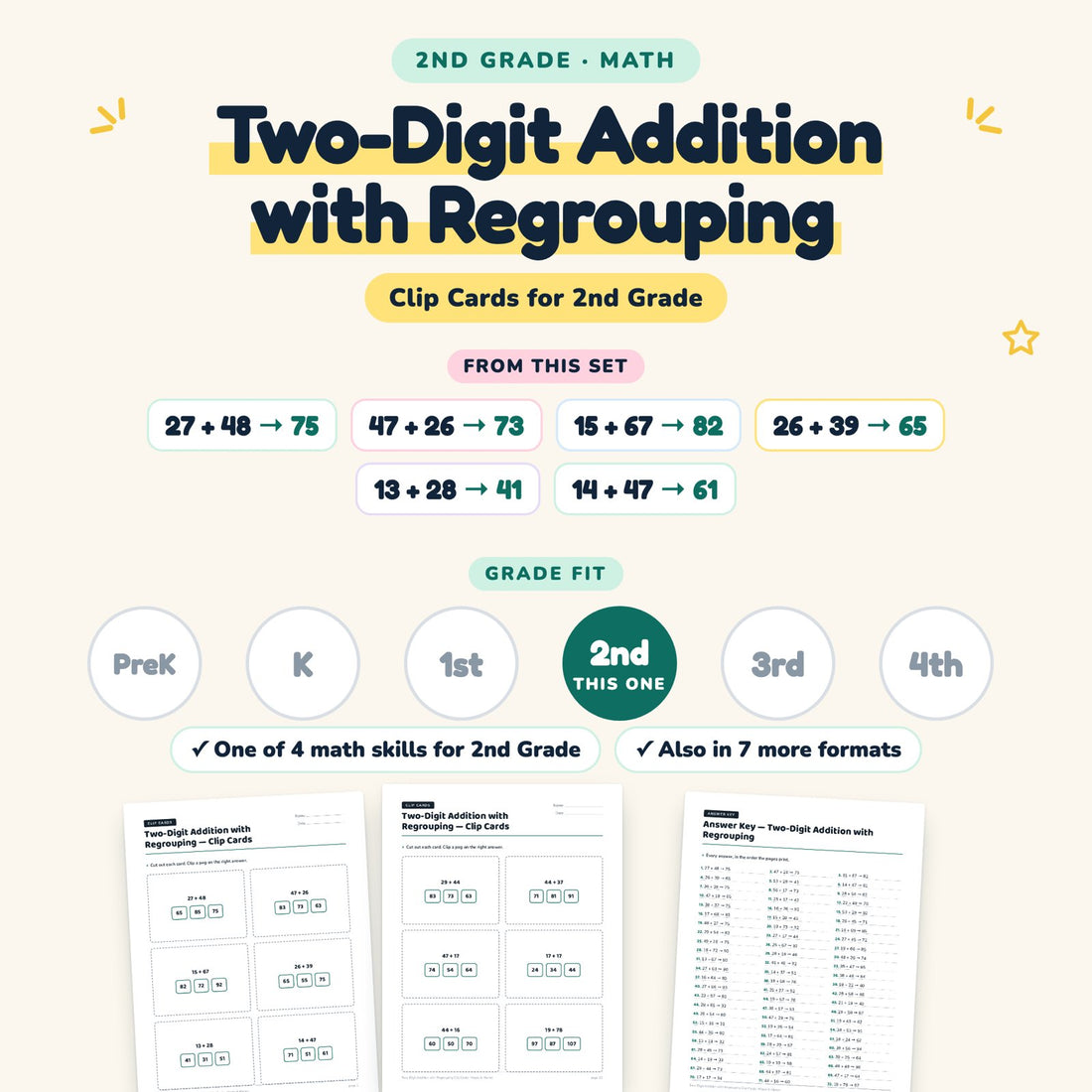 Two-Digit Addition with Regrouping: skill and grade fit