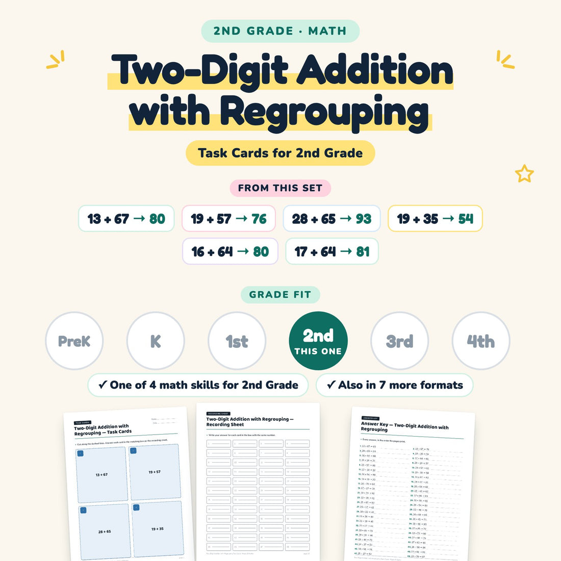 Two-Digit Addition with Regrouping: skill and grade fit