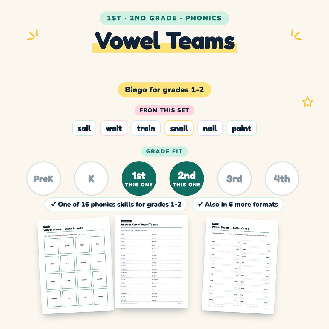 Vowel Teams: skill and grade fit