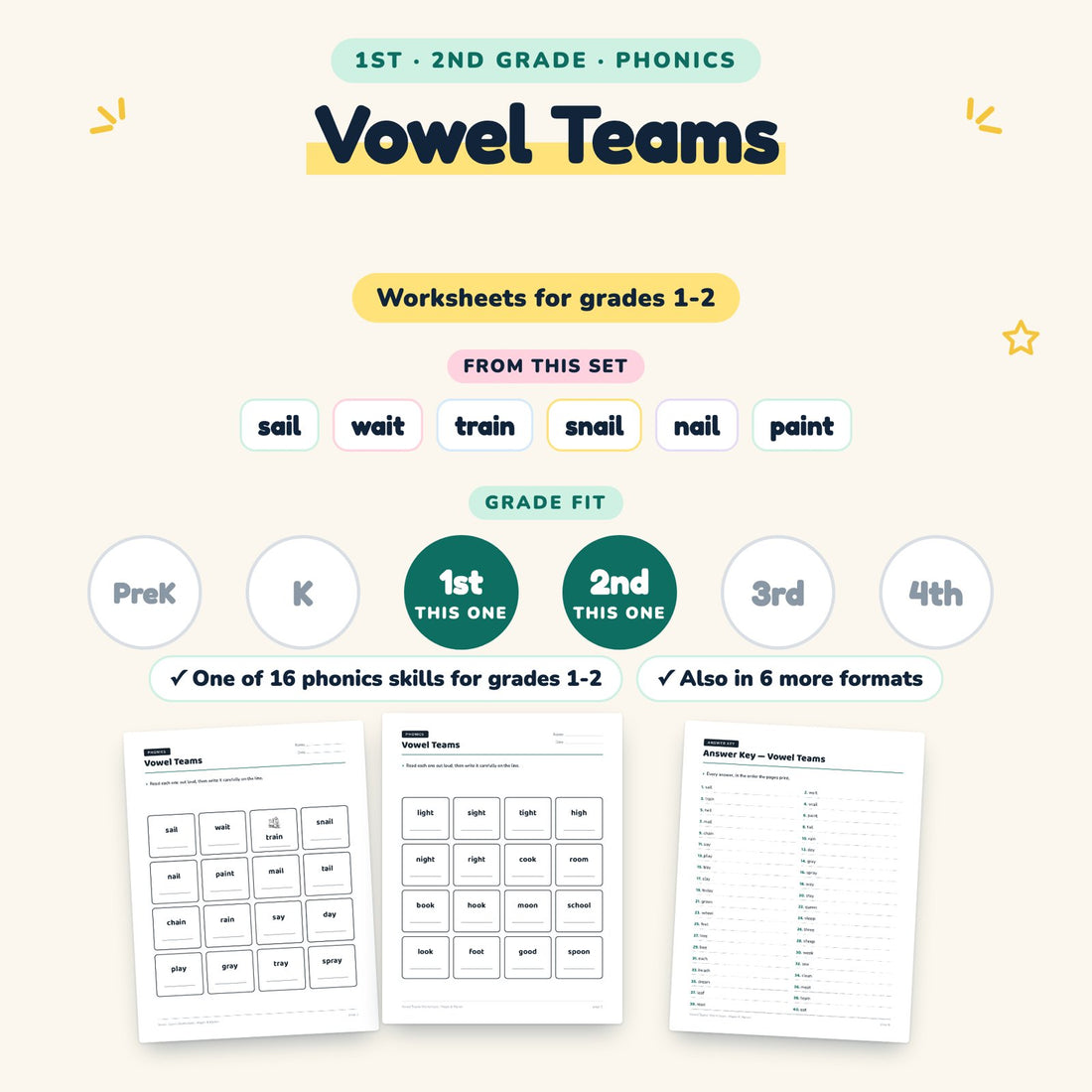 Vowel Teams: skill and grade fit