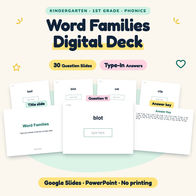 Word Families Digital Activity | Google Slides, K–1st Grade — cover