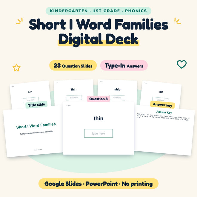 23 Question Short I Word Families Digital Deck — cover