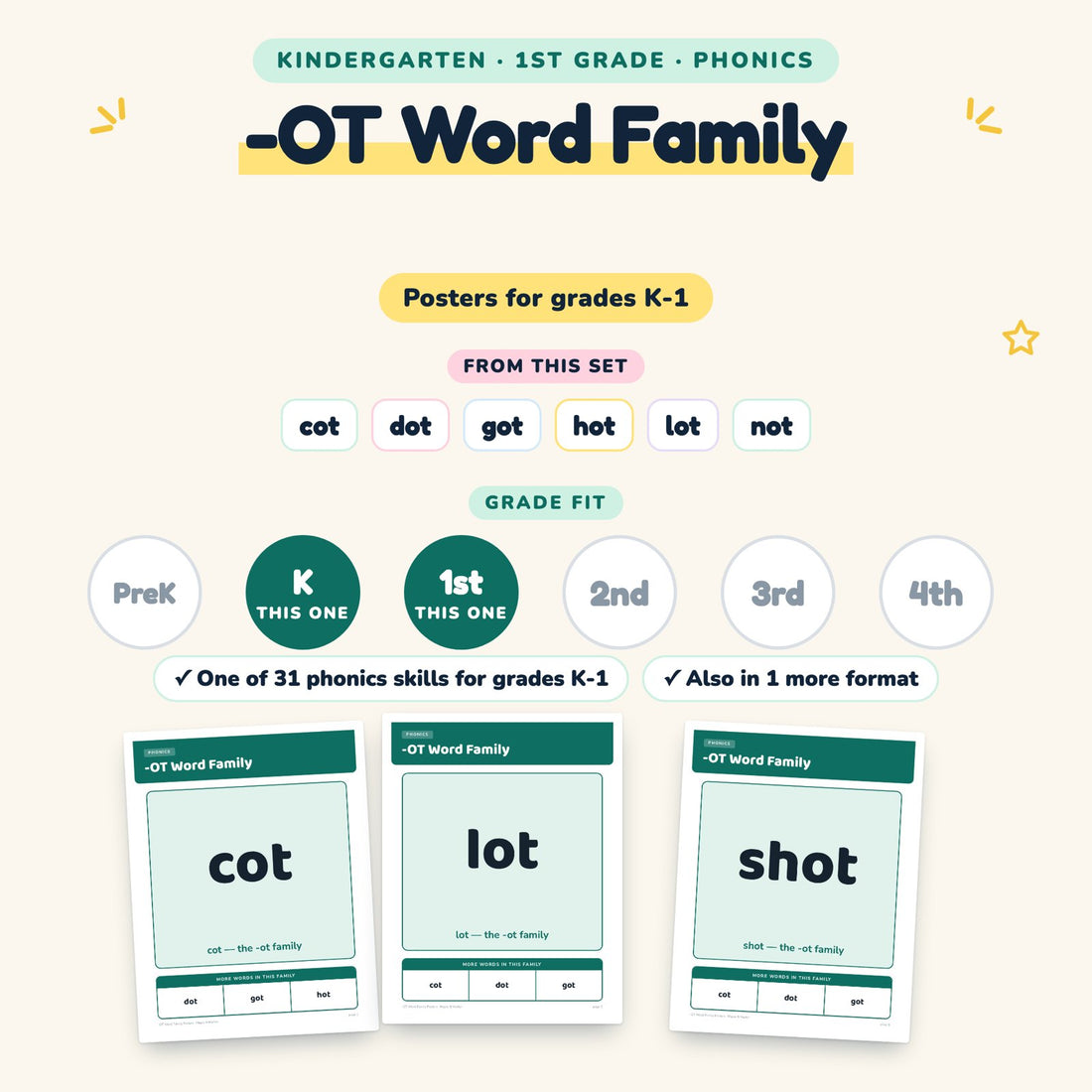 -OT Word Family: skill and grade fit