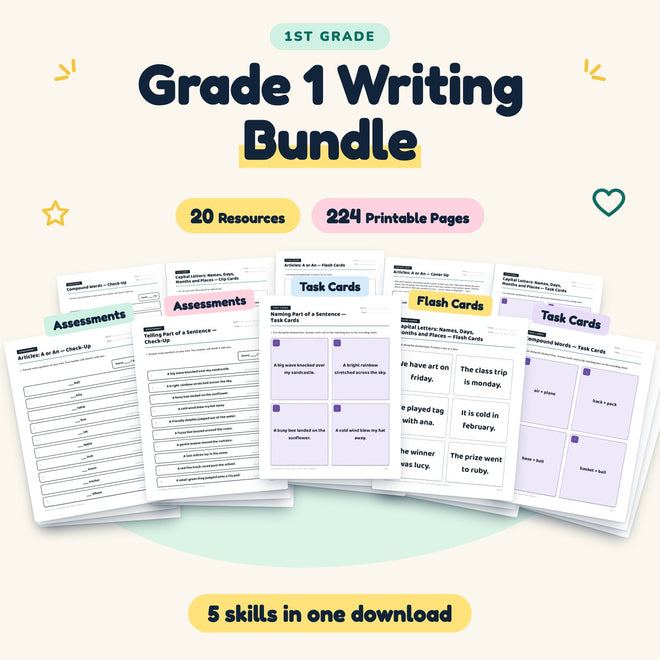 1st Grade Writing Worksheets MEGA BUNDLE (20 Resources) — cover