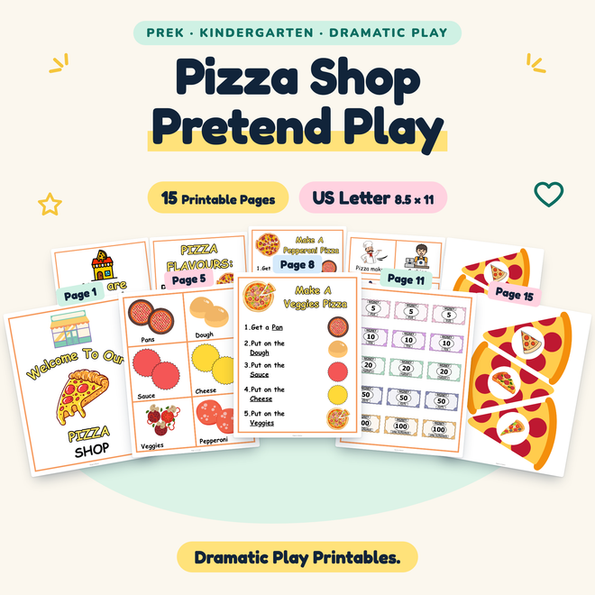 Pizza Shop Pretend Play — Dramatic Play Printables, PreK–K — cover