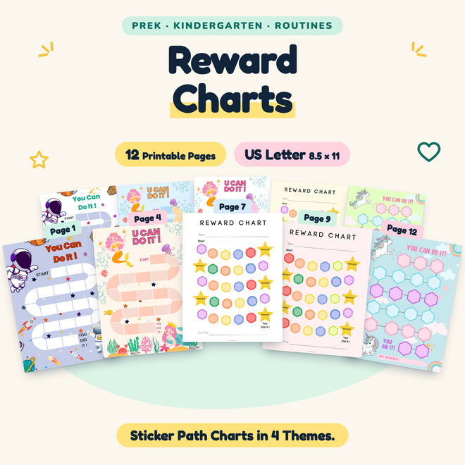 Reward Charts — Sticker Path Charts in 4 Themes, PreK–K — cover