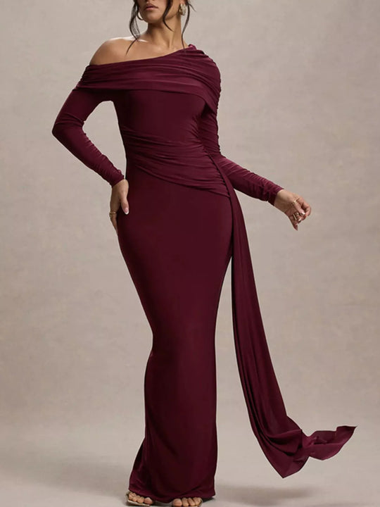 Sylvie — One-Shoulder Ruched Maxi Dress