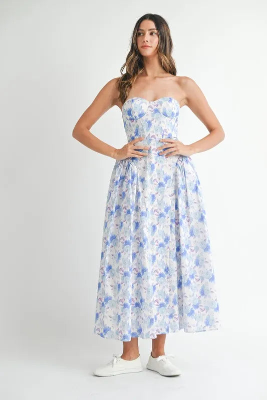 Eloise — MABLE Sweetheart Neckline Floral Printed Midi Dress