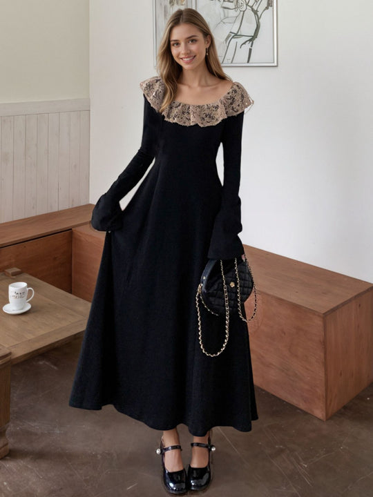 Nerina — Lace Collar Long Sleeve Dress