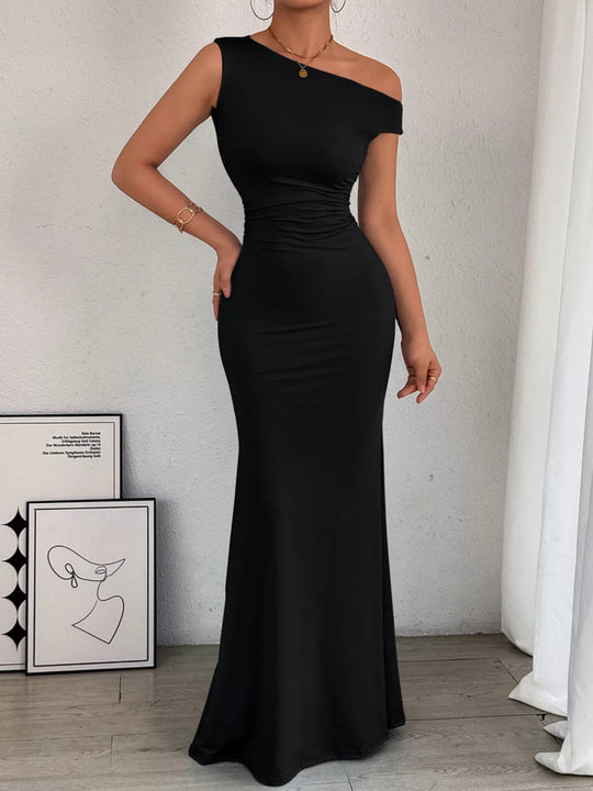 Valeria — One-Shoulder Ruched Bodycon Maxi Dress