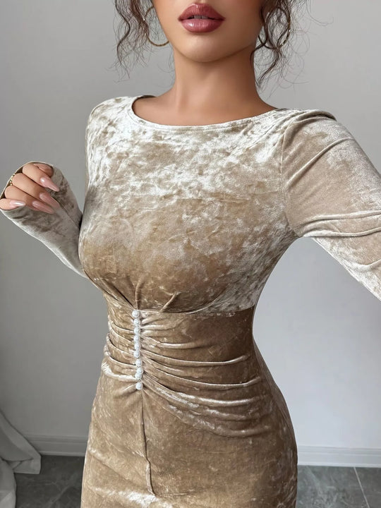 Serafina — Velvet Ruched Bodycon Maxi Dress