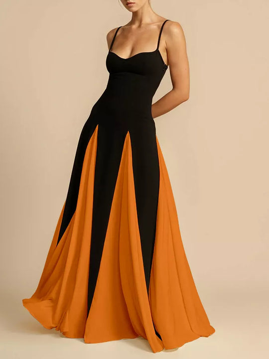 Magdalena — Two-Tone Flowing Maxi Dress