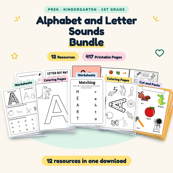 Alphabet and Letter Sounds BUNDLE | PreK–1st Grade (12 Resources) — cover