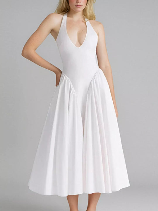 Jacinta — Halter Neck Midi Dress with Pockets