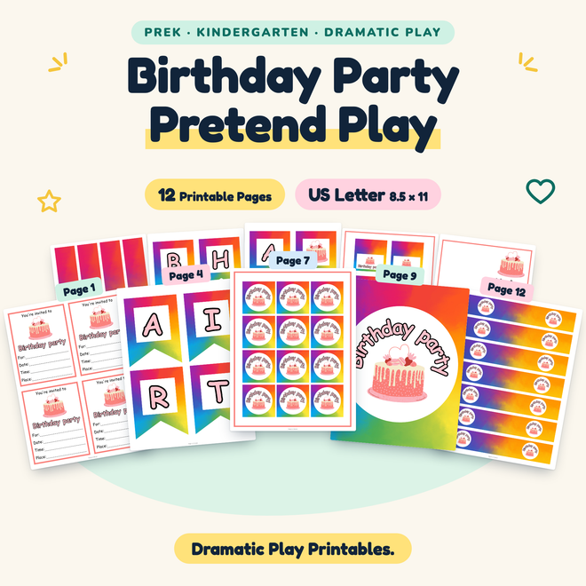 Birthday Party Pretend Play — Dramatic Play Printables, PreK–K — cover