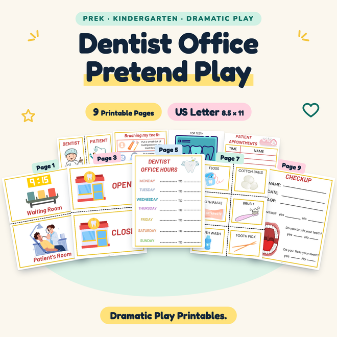 Dentist Office Pretend Play — Dramatic Play Printables, PreK–K — cover