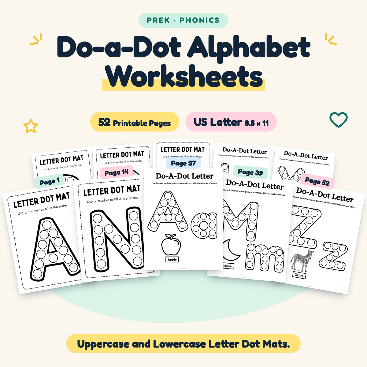 Do-a-Dot Alphabet — Uppercase and Lowercase Letter Dot Mats, PreK — cover