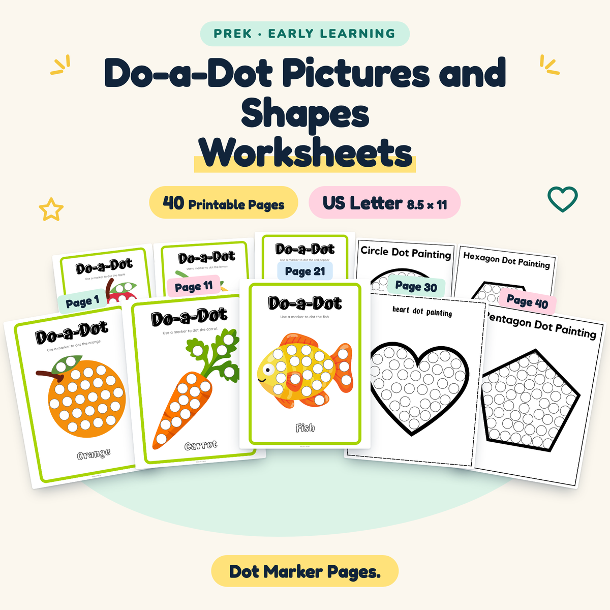 Do-a-Dot Pictures and Shapes — Dot Marker Pages, PreK — cover