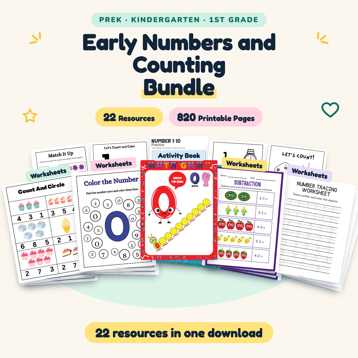Early Numbers and Counting BUNDLE | PreK–1st Grade (22 Resources) — cover