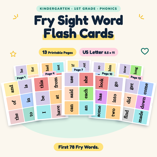 Fry Sight Word Flash Cards — First 78 Fry Words, K–1 — cover