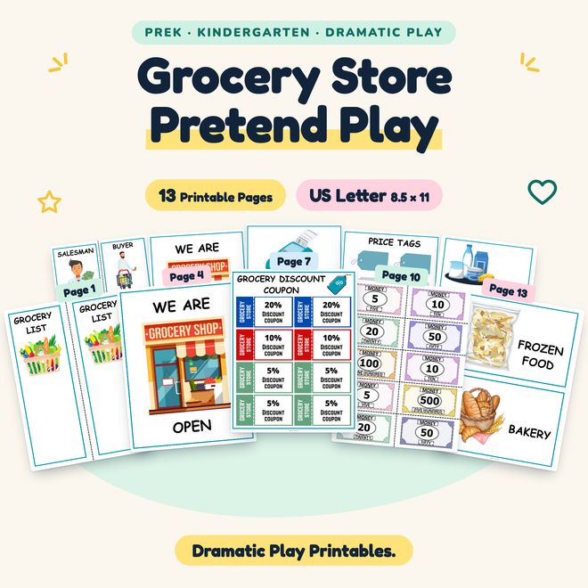 Grocery Store Pretend Play — Dramatic Play Printables, PreK–K — cover